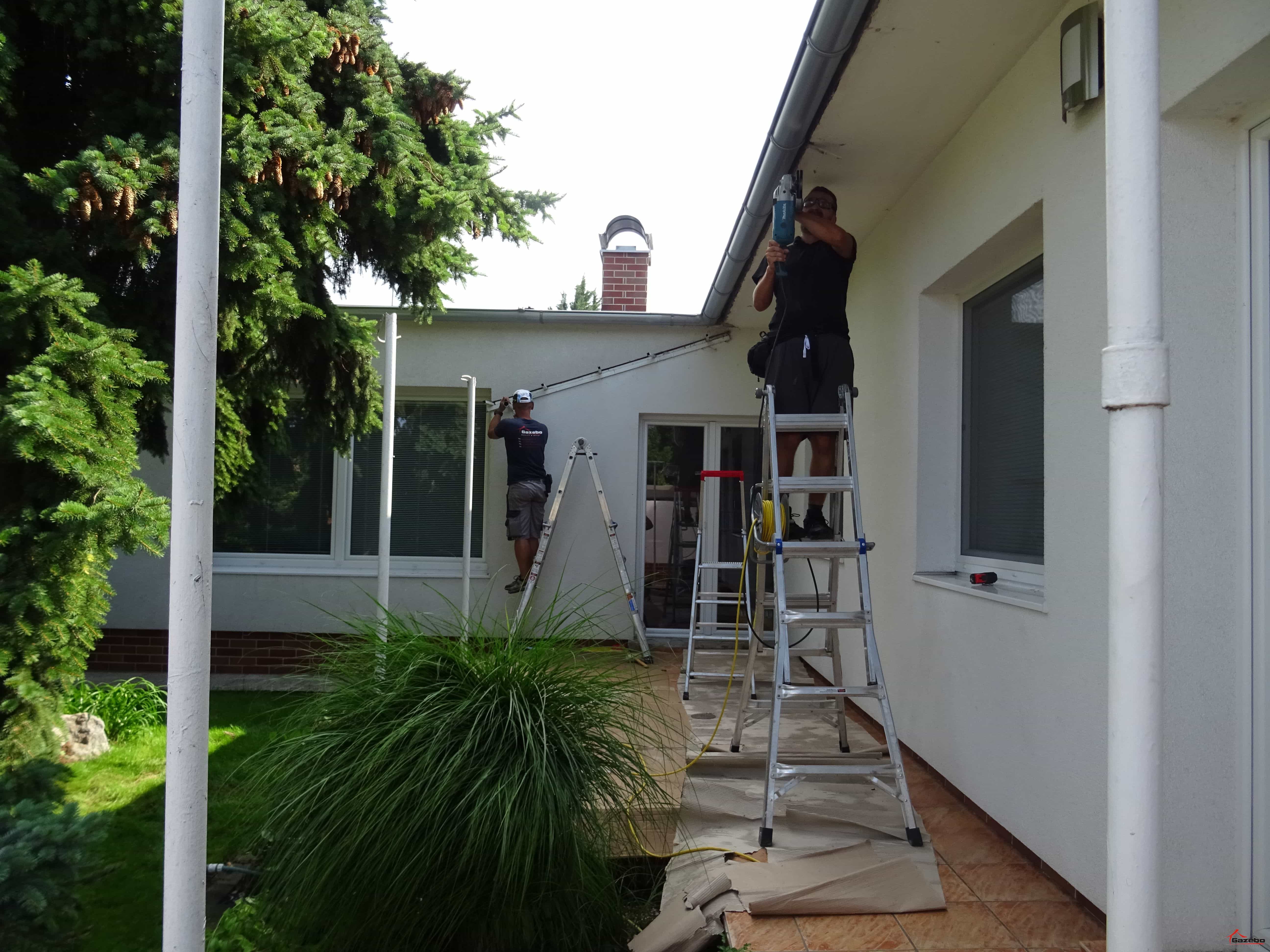 Umbau der Terrassenüberdachung in Arbeit