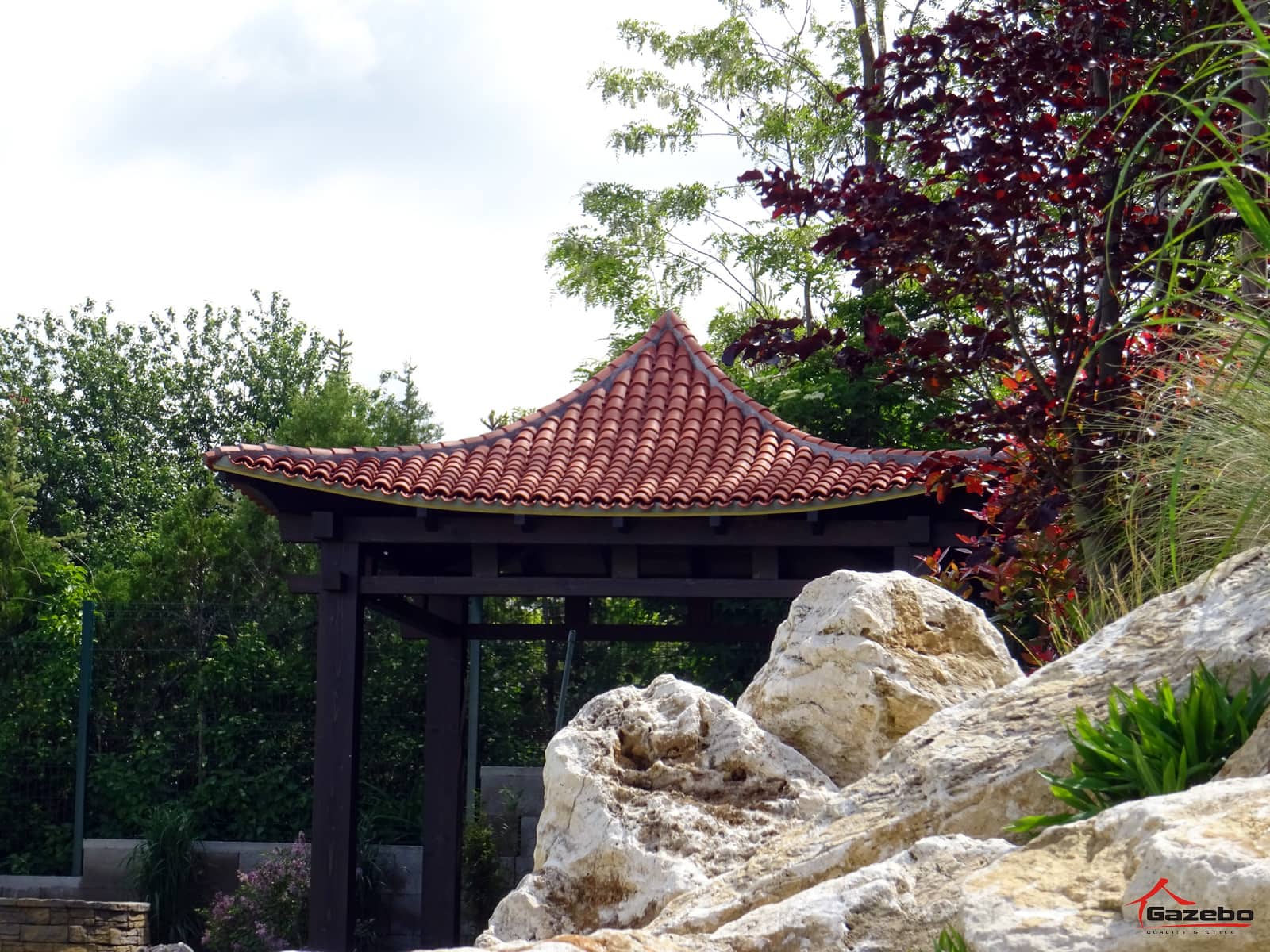 Japanischer Gartenpavillon im Bau