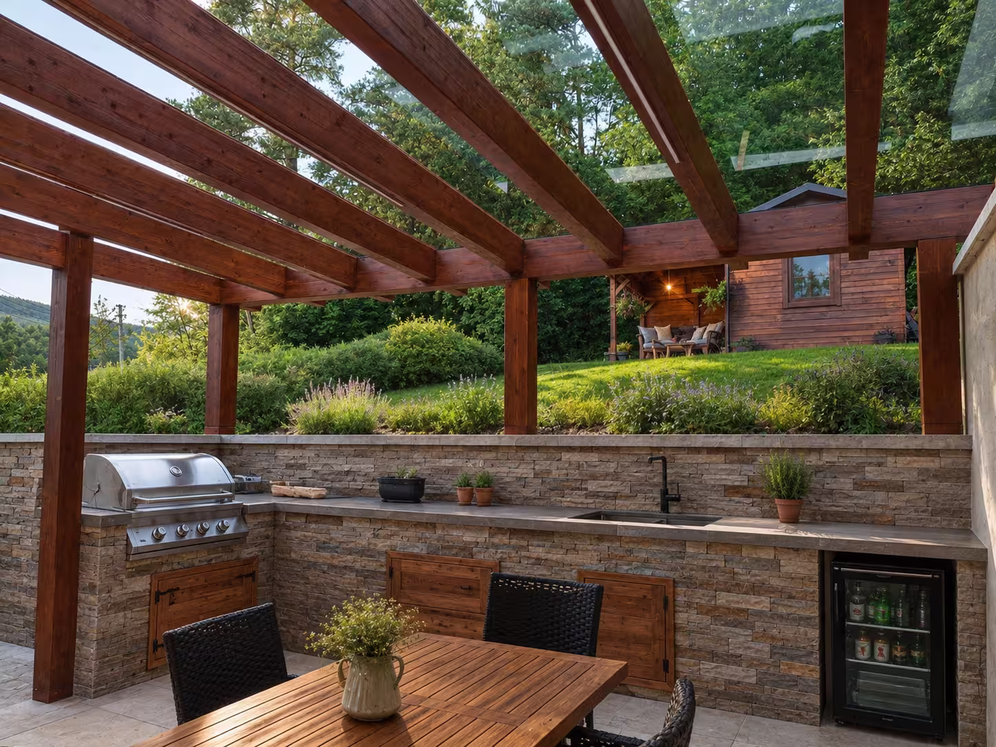 Hochwertige Handwerkskunst der Holzpergola Kartago